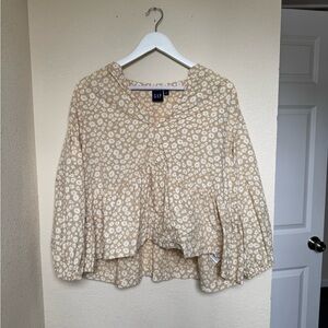 GAP Women's Beige Floral Blouse